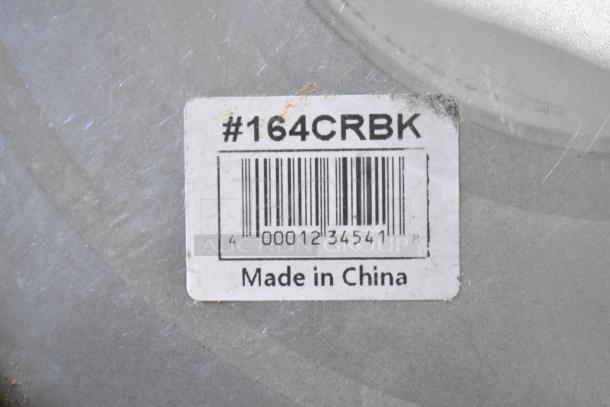 Barcode label showing #164CRBK, "Made in China," on the Lancaster stanchion base, indicating model and origin.