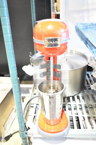 Alt text: AvaMix 928RDM1RD Retro Red Single Spindle Drink Mixer, new scratch and dent, 120V, 1-phase.