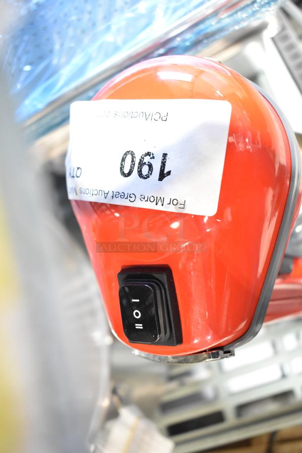 Red AvaMix 928RDM1RD Retro Single Spindle Drink Mixer; switch visible; scratch and dent; 120V, 1 phase; brand new condition.