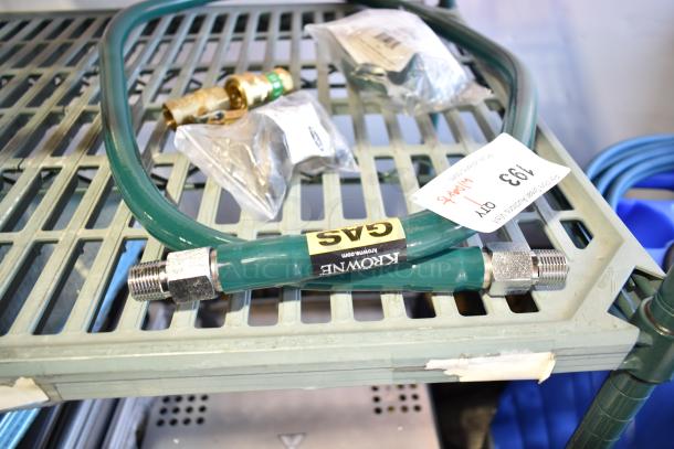 Brand new Krowne M5072K 72" mobile gas connector hose kit, 1/2", labeled "GAS," with connectors visible, slight surface marks.