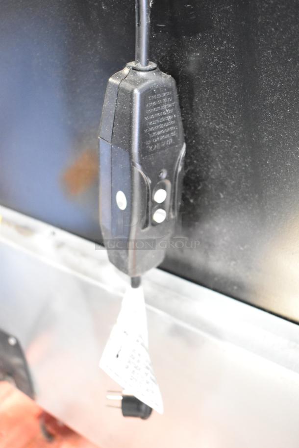 Crane 5800-4 metal drink vending machine with bill acceptor, 115V, 1 phase, showing power cord and plug.