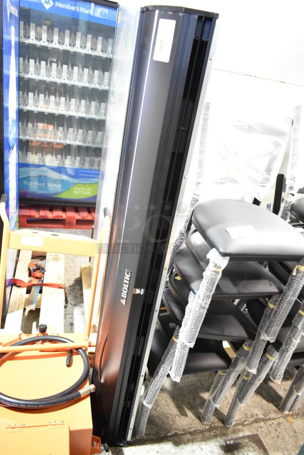 Boltic 6873518LYB air curtain, 72" black aluminum, scratch and dent, with remote magnetic door switch, 120V, 1 phase.