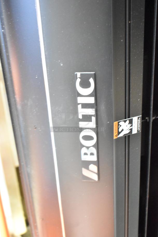 Boltic 6873518LYB 72" black aluminum air curtain, brand new with scratches, features a remote magnetic door switch, 120V, 1 phase.