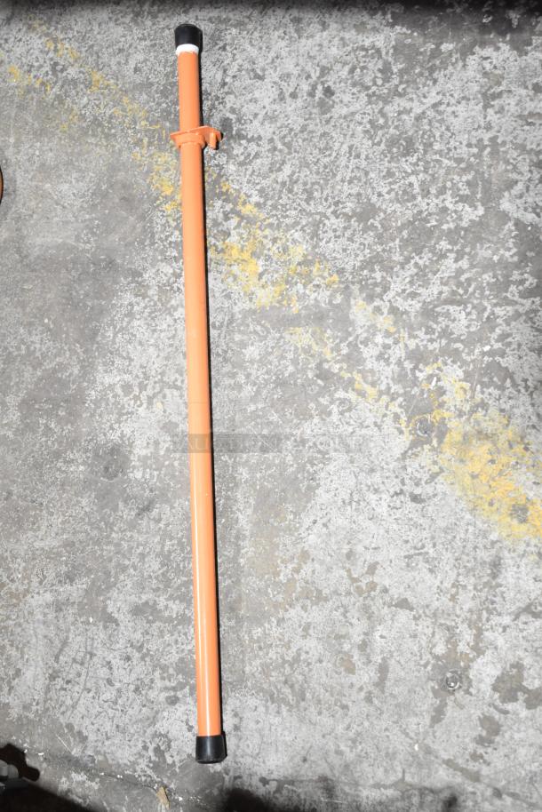 BRAND NEW Fryclone 100 lb. Fryer Oil Disposal Unit pole, scratch and dent, orange with black caps, sturdy construction.