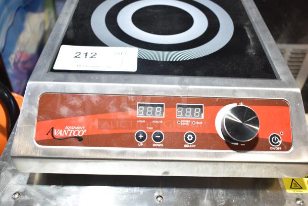 Avantco 177IC1800 countertop induction cooker, brand new, slight scratches. Features digital display, knobs, 120V, 1 phase.