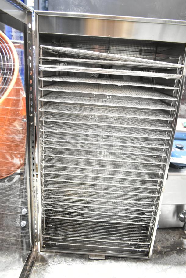 Brand new Avantco 177LT93 24 Tray Stainless Steel Food Dehydrator with glass door. 120V, 1 Phase. Scratch and dent condition.