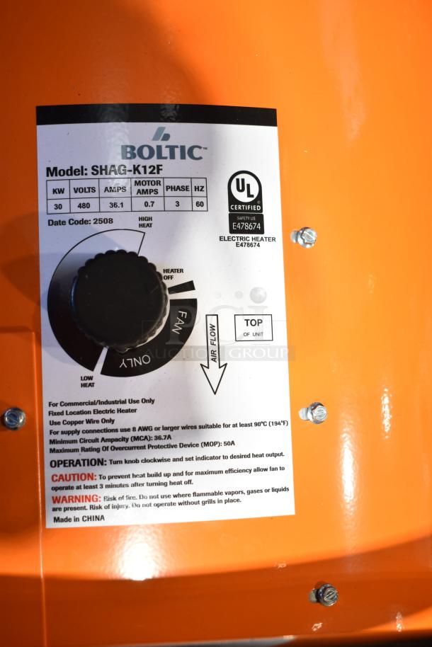 Boltic SHAG-K12F Portable Electric Salamander Heater, 480V, 3 Phase, brand new with scratch and dent. UL certified.