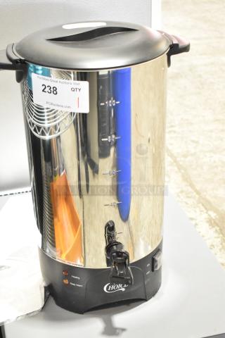 BRAND NEW Choice 407CCU100 coffee urn percolator, 120V, scratch and dent, visible tag shows item number.