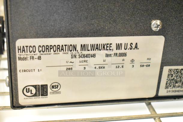 BRAND NEW Hatco FR-4B food rethermalizer. 208V, 3 phase. UL and NSF certified. Minor scratches and dents.