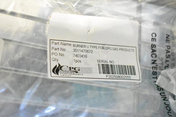 CPG U Type Burner Assembly, Model 3511470672. New, scratch and dent condition, in labeled packaging.