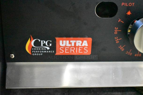 BRAND NEW CPG Ultra Series 36" Chrome Plated LP Griddle; 90,000 BTU; Cooking Performance Group logo visible.