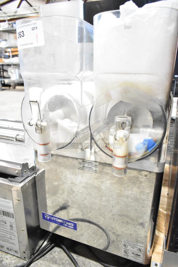 Stoelting Granistar GS commercial slushie machine with 2 hoppers, missing lids, 115 volts, 1 phase. Suitable for countertops.