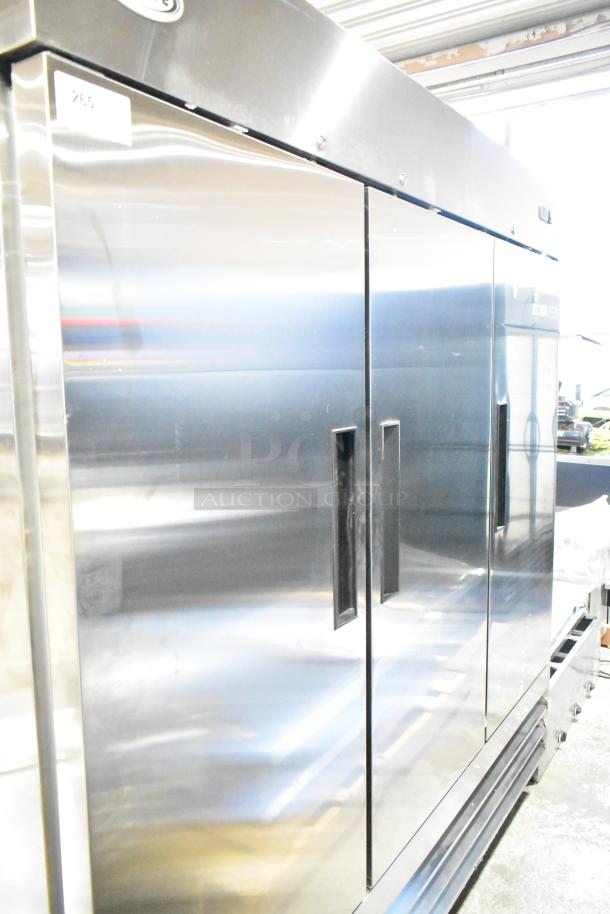 BRAND NEW KoolMore RIR-3D-SS, 80" stainless steel commercial fridge, 72 cu. ft, three-door, minor scratches.