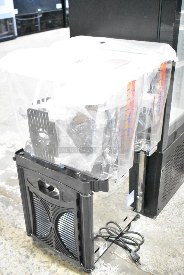 BRAND NEW Carnival King JETCOF 240M double 5-gallon beverage dispenser, 115V, visible measuring marks, wrapped in plastic.