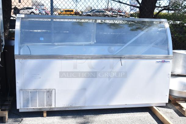 Commercial ice cream dipping cabinet with glass front, 115 volts, 1 phase. Used condition, Baskin Robbins logo visible.