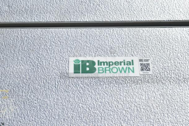 Imperial Brown Walk In Box with Heatcraft PTN047M6BE compressor, 208-230V, 1 phase, with labels and QR code visible.