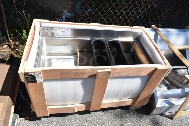Regency 600IB1836CP underbar ice bin with 7 circuit cold plate, bottle holders, new condition, 18" x 36", 79 lb.