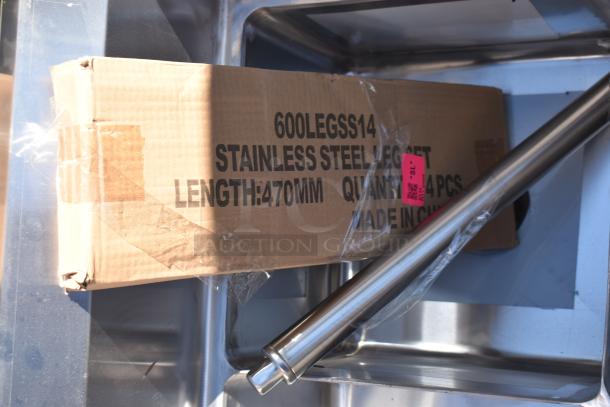 BRAND NEW Regency 39" 16-gauge stainless steel corner sink, 3 compartments, 2 drainboards, scratch and dent, no legs.