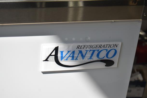 Avantco 178CPW68HC Dipping Cabinet, 67.75", 12 tub capacity, white finish, commercial ice cream storage, logo visible.