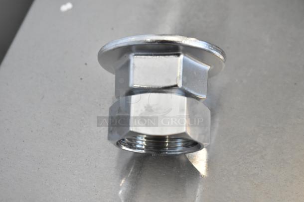 BRAND NEW 51000AA T&S 00AA 1/2" NPT Female Eccentric Coupling Inlet, scratch and dent condition, metallic finish.