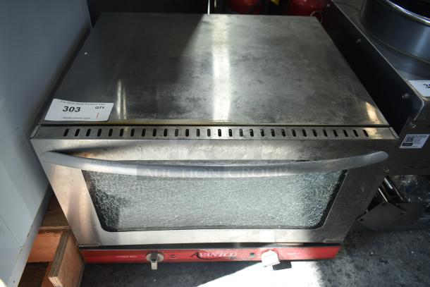 Avantco 177CO16 commercial countertop convection oven, 1.5 cu. ft., scratched and dented, 120V, half size.