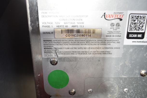 BRAND NEW Avantco 177CO16 Commercial Convection Oven, 1.5 Cu. Ft., 120V, 1 Phase. Scratch and dent; see label for details.