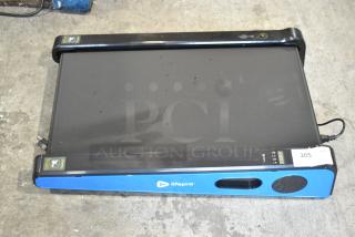 LifePro LP-PCRM-BLU PacerMini Portable Treadmill, 110V, 1 Phase, blue, excellent condition, digital display visible.