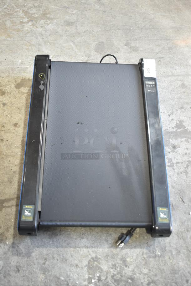 LifePro LP-PCRM-BLU PacerMini portable treadmill, 110 volts, black frame, plug visible, appears lightly used.