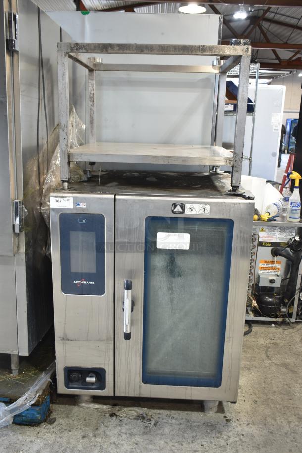 Alto Shaam CTP10-10E combi convection oven with stand, electric-powered, visible wear, 208-240V, 3 phase.