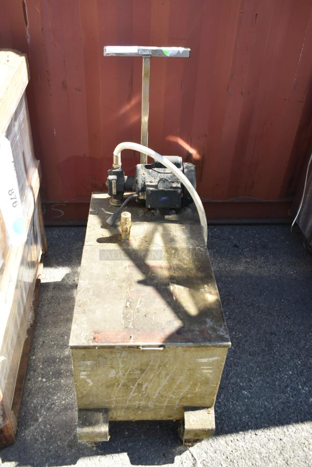 Commercial Oil Caddy Model 402 on casters, 120V, 1 phase, metal construction with handle and hose, used condition.