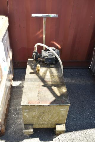 Commercial Oil Caddy Model 402 on casters, 120V, 1 phase, metal construction with handle and hose, used condition.