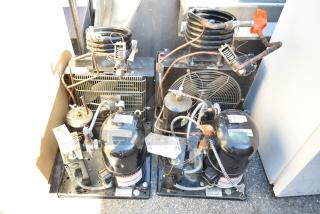 Two Tecumseh compressors, 208-230V, 1 phase, visible wiring, and labels, fair condition. Auction offers two items.