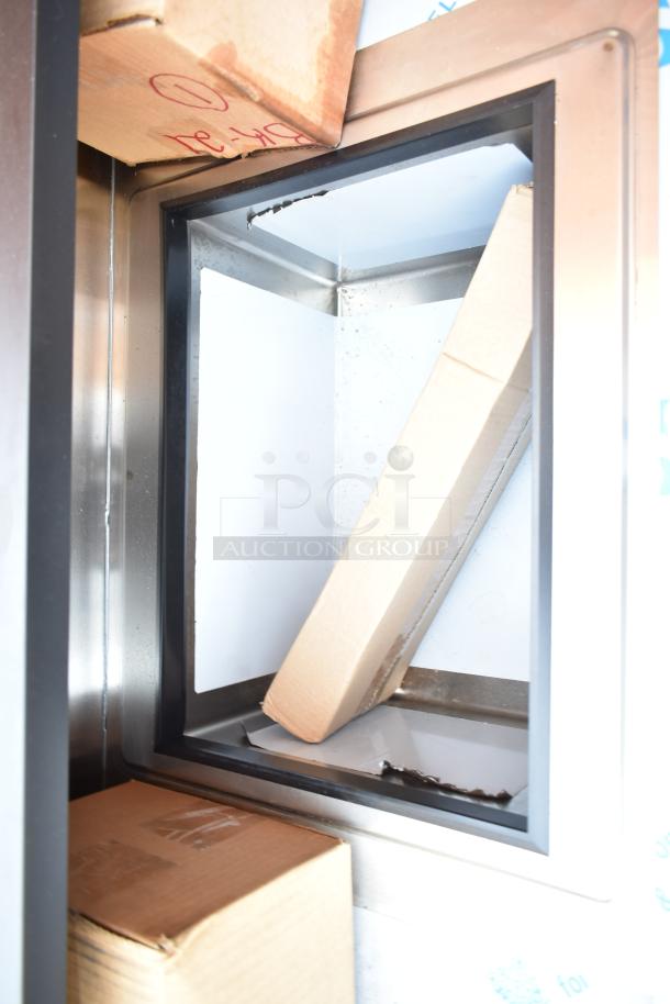 Advance Tabco AMD-6B 74" portable bar, stainless steel doors and interior, new scratch and dent condition.