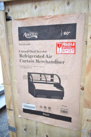 BRAND NEW Avantco 193CAC60B Black Curved Air Curtain Merchandiser, 59 1/8", Refrigerated, 115V, 1 Phase, Scratch and Dent.