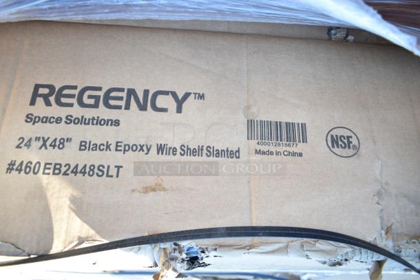 Regency 24"x48" black epoxy wire shelf, model #460EB2448SLT, NSF certified, Made in China, brand new with minor box damage.