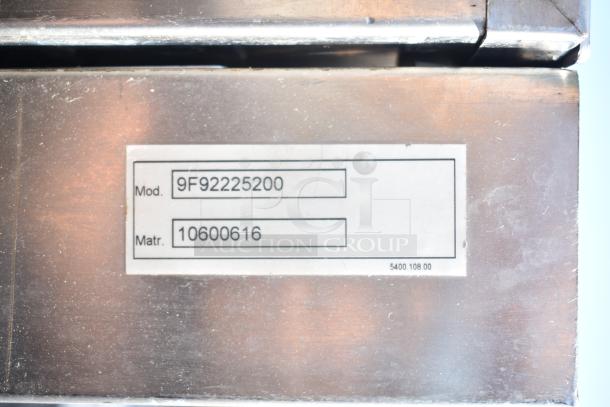 Electrolux Air-o-convect Touchline Oven Model 9F92225200 label, showing serial number 10600616.