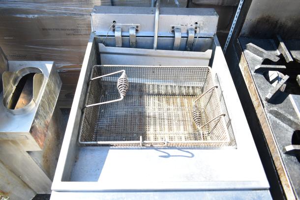 Hobart 1HF85C commercial deep fat fryer, stainless steel, with dual fry baskets, fair condition, ideal for high-volume use.