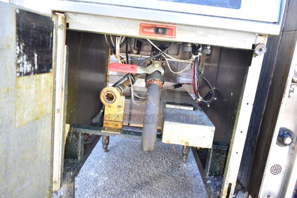 Hobart 1HF85C commercial fryer, internal view showing wiring and components, signs of wear and use visible.