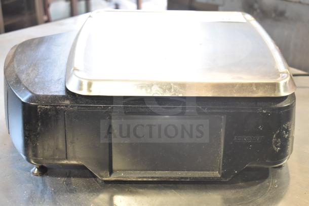 2017 Hobart HTi-7LH26 commercial scale. Black, stainless steel top. Tested, does not power on. Model visible on front.