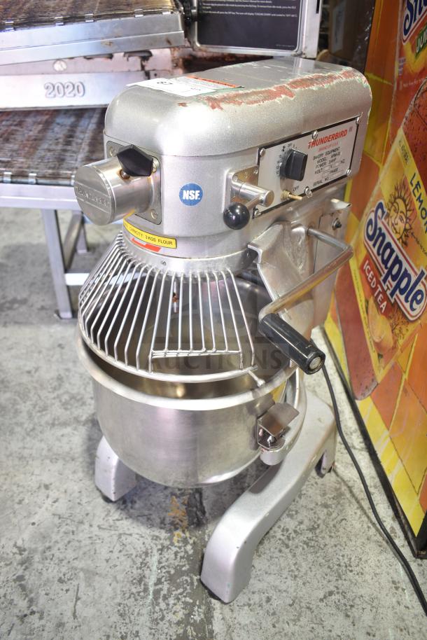 Thunderbird ARM-02 20 Quart Planetary Dough Mixer with mixing bowl and guard, 115V, 1 Phase. Slight wear visible.