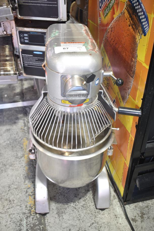 Thunderbird ARM-02 20 Quart Planetary Dough Mixer with mixing bowl and guard, 115V, used condition with visible labels.