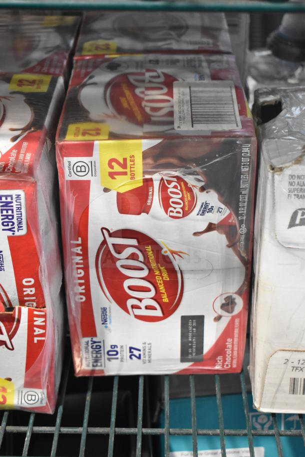 Box of 12 Boost Original Nutritional Drinks, Rich Chocolate flavor, 10g protein, 27 vitamins. In good condition.