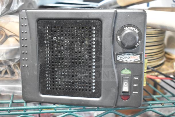 RoadPro RPSL-681P vehicle heater/fan, 300W, 25A, 12VDC, features fan speed control, dual function switch, used condition.