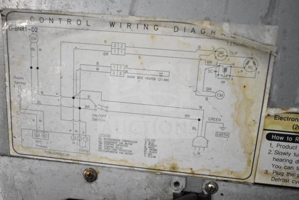 True Commercial Sandwich Prep Table wiring diagram, showing control wiring details, model EPBNR1-D2. Labels indicate component connections and color codes.