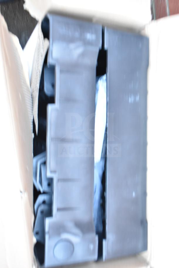 Box with a brand new JS Products Utility Cart, marked scratch and dent, visible packing materials inside.