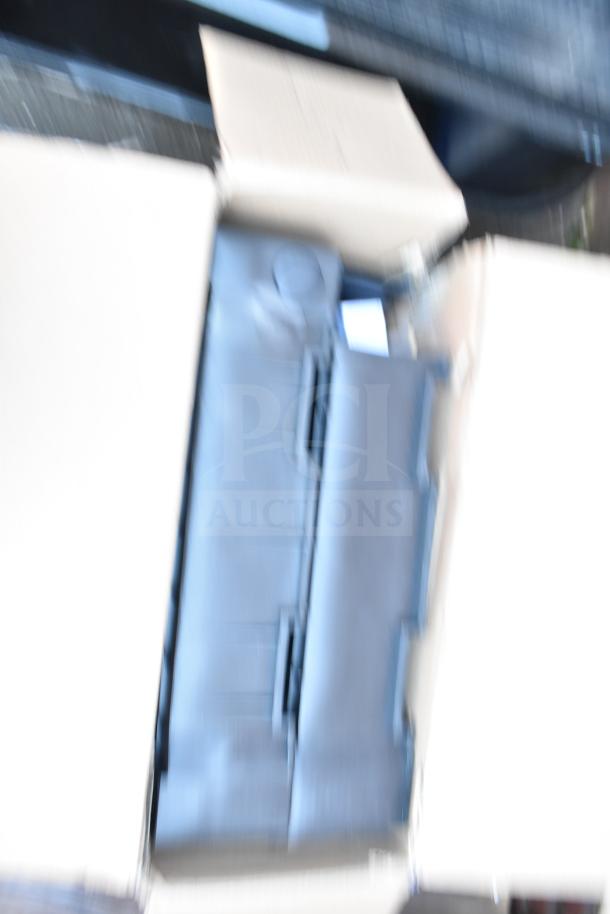 Blurred image of JS Products Utility Cart in box, labeled as brand new with minor scratches and dents.