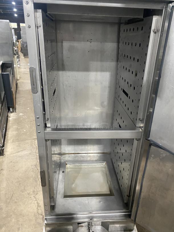 Stainless steel Winston HOV514UVE insulated cabinet with 2 stacked Dutch doors, on casters, 120V, 1 phase, commercial-grade.