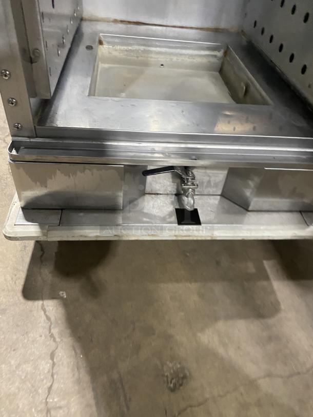 Winston stainless steel insulated cabinet, model HOV514UVE, on casters. Features stacked Dutch doors, 120V, commercial use.