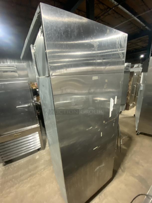 Victory UltraSpec fridge, model RSA1DS1HDSPEC121, stainless steel, 2 half-height doors, on casters, used condition.