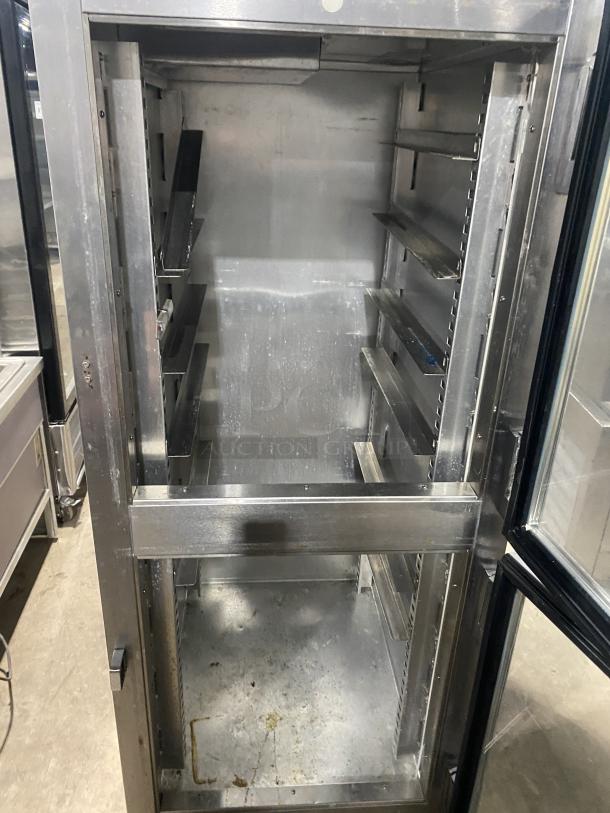 Victory UltraSpec Series Refrigerator, Model RSA1DS1HDSPEC121, with two half-height doors, on casters, used.